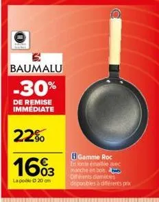 baumalu  -30%  de remise immediate  2,2%  16%3  la pole ©20 cm  8 gamme roc  en fonte émaillée avec manche en bois offérents diamètres deponibles à différents prox 