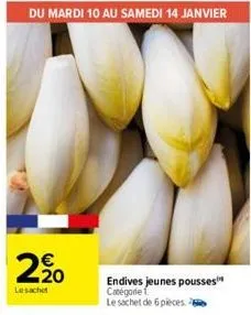 2,⁹0  lesachet  endives jeunes pousses catégorie le sachet de 6 pièces. 