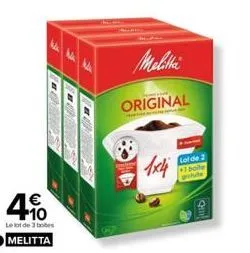 €  40  le lot de 3 bo  melitta  melittä  original  1x4  lot de +1 boile 