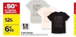 -50%  DE REMISE IMMEDIATE  12%  649  L  US  T-shirt femme 100% coton Decou  L 