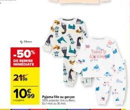 -50%  DE REMISE IMMEDIATE  21%  1099  Lep  Pyjama file ou garçon  100% polyester Gri Duma 36  Sweety dream 