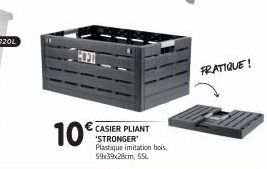 10€  CASIER PLIANT 'STRONGER' Plastique imitation bois. 59x39x28cm, 55L  FRATIQUE! 