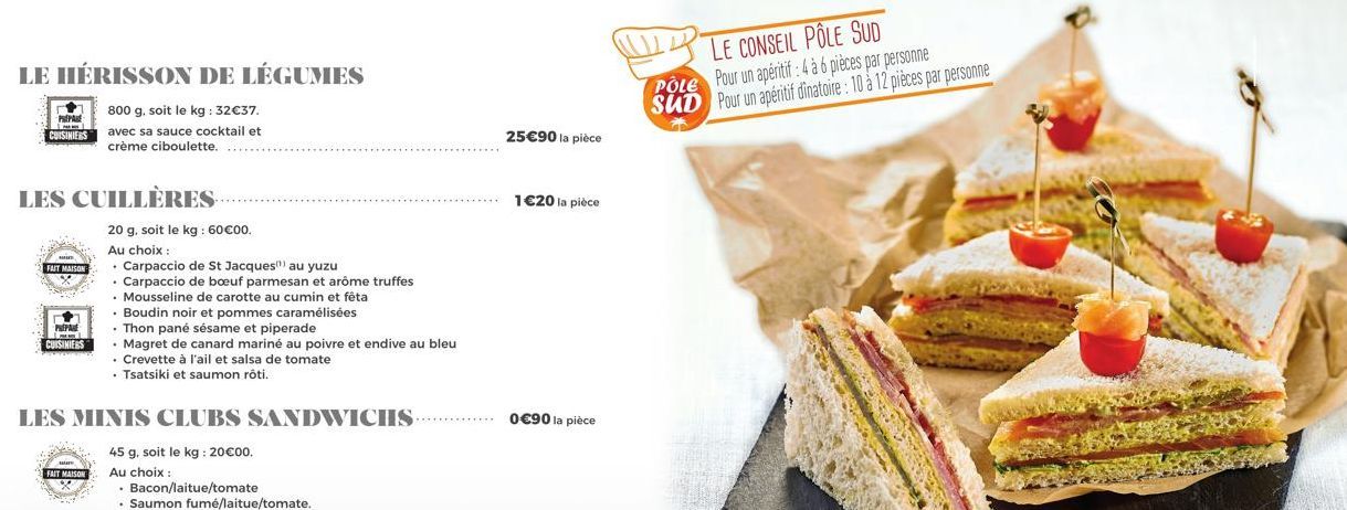 LE HÉRISSON DE LÉGUMES  800 g. soit le kg: 32€37.  avec sa sauce cocktail et crème ciboulette.  m PREPARE  CUISINIERS  PRICINITAS  LES CUILLÈRES  SU  FAIT MAISON  PREPARE  CUISINIERS  20 g, soit le kg