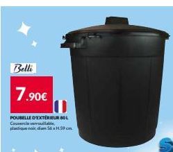 Belli  7.90€ 10  POUBELLE D'EXTÉRIEUR BOL Couvercle verrouillable, plastique, 56 xH59 cm 