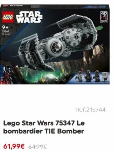 ver2s  star lego wars  9+ 75347  ref:215744  lego star wars 75347 le bombardier tie bomber  61,99€ 64,99€ 