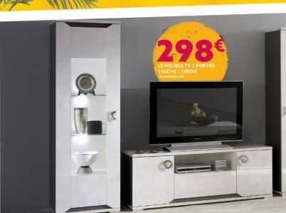 298€  LEHEUBLE TV 2 PORTES  MICHE 1 TIROIR 