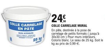 COLLE CARRELAGE EN PÂTE  MURS INTERIEURS  25 kg 