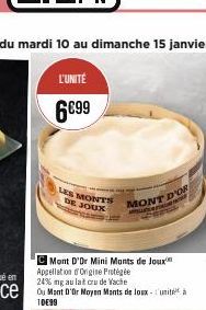 L'UNITÉ  6€99  LES MONTS  DE JOUX  MONT D'OR 