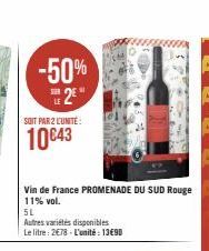 -50%  2  SOIT PAR 2 L'UNITÉ  10€43 