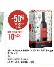 -50%  2  SOIT PAR 2 L'UNITÉ  10€43 