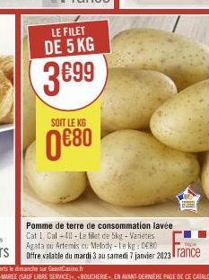 LE FILET  DE 5 KG  3699  SOIT LE KG  0€80 