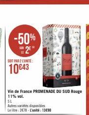 -50%  2  SOIT PAR 2 L'UNITÉ  10€43 