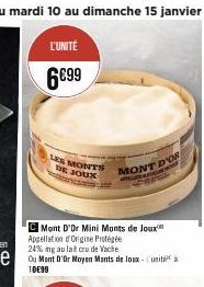 L'UNITÉ  6€99  LES MONTS  DE JOUX  MONT D'OR 