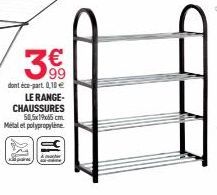 99  dont éco-part. 0,10 €  LE RANGE-CHAUSSURES 50,5x19x65 cm. Metalet polypropylene.  Amacher 