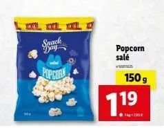 xl xxl xl  snack  day  popcorn  popcorn salé  w50142  150g  1.19 