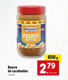 Beurre de cacahuètes  NEGOTION  MCENNEDY  PEANUT BUTTER  2.79  +420  650g 