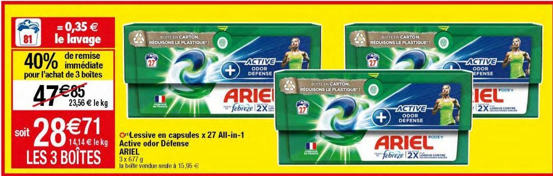 lessive en capsules Ariel