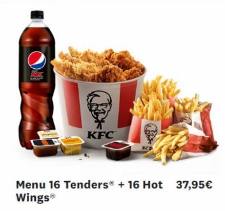 KFC  Menu 16 Tenders® + 16 Hot 37,95€ Wings 