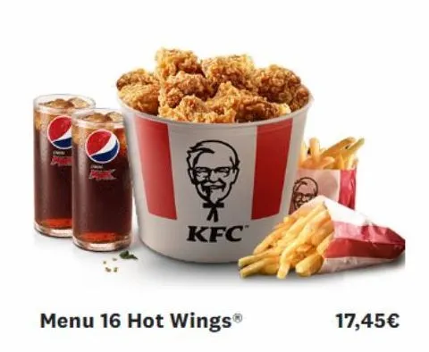 kfc  menu 16 hot wings®  17,45€ 