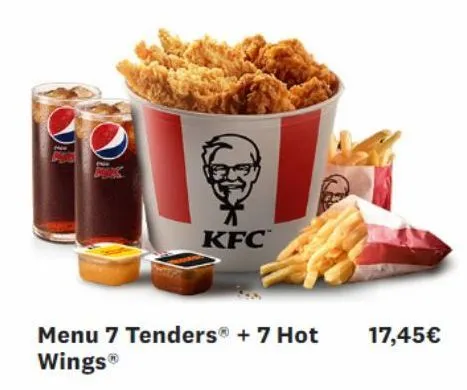kfc  menu 7 tenders® + 7 hot  wings  17,45€ 