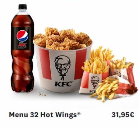 KFC  Menu 32 Hot Wings®  31,95€ 