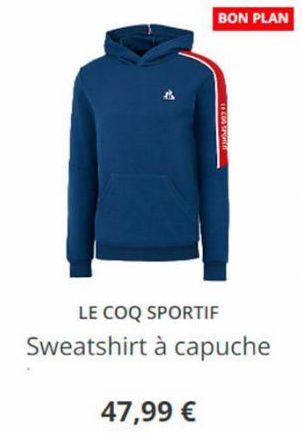 47,99 €  BON PLAN  LICOS SPORE  LE COQ SPORTIF  Sweatshirt à capuche 