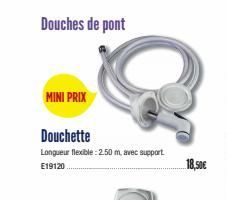 Douches de pont  MINI PRIX  Douchette  Longueur flexible: 2.50 m, avec support. E19120  18,50€  