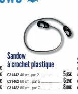 Sandow  à crochet plastique  C31442 40 cm, par 2. C31462 60 cm, par 2.. C31482 80 cm. par 2.. 