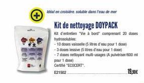 MO  (+  45  Idéal en croisière soluble dans l'eau de mer  Kit de nettoyage DOYPACK  Kit d'entretien "Vie à bord" comprenant 20 doses  hydrosolubles  - 10 doses vaisselle (5 litres d'eau pour 1 dose)  