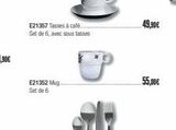 E21357 Tasses à café... Set de 6, avec sous tasses  E21352 Mug  Set de 6  49,90€  55,00€  offre sur Accastillage Diffusion