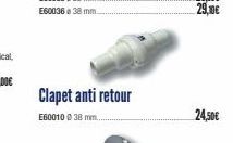 Clapet anti retour  E600100 38 mm.  24,50€ 