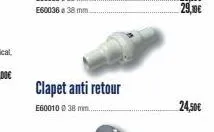 clapet anti retour  e600100 38 mm.  24,50€ 