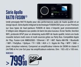 Série Apollo RA770 FUSION®  Unité principale RA770 Apollo pour des performances audio de haute qualité et un design épuré. Série Apollo intégrant la technologie FUSION DSP, pour un son Premium sur tou