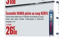 ensemble ikaria pêche au coup kerfil  canne ikariaidéale pour l'initiation de la pêche au coup. livrée avec ligne montée. télescopique 3 éléments, longueur 3 m. j10269  26% 