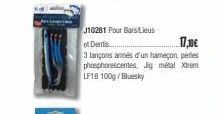 J10281 Pour Bars/Lieus  et Dents....  17,1€  3 lançons armés d'un hameçon, pes phosphorescentes, Jig métal Xtrem LF18 100g/Bluesky 