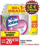 Papier toilette Lotus offre à 26,5€ sur Cora