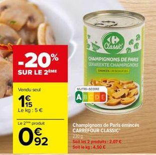 champignons de Paris Carrefour