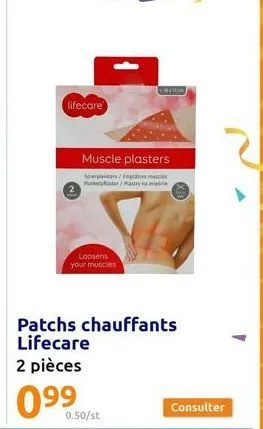 lifecare  muscle plasters  semes muskelpaster/pastry  loosens your muscles  patchs chauffants lifecare  2 pièces  099  0.50/st  consulter 