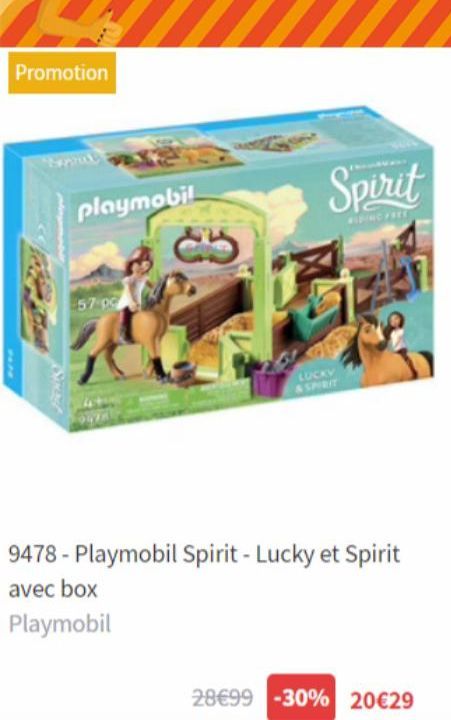 Promotion  playmobil  57 pc  C  Spirit  LUCKY  9478-Playmobil Spirit - Lucky et Spirit  avec box  Playmobil  28€99 -30% 20€29  