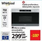 Micro-ondes Whirlpool offre sur Conforama
