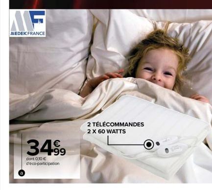 AF  MEDEK FRANCE  3499  dont 0,10 € d'éco-participation  2 TÉLÉCOMMANDES 2 X 60 WATTS 