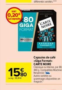 capsules de café Carte noire