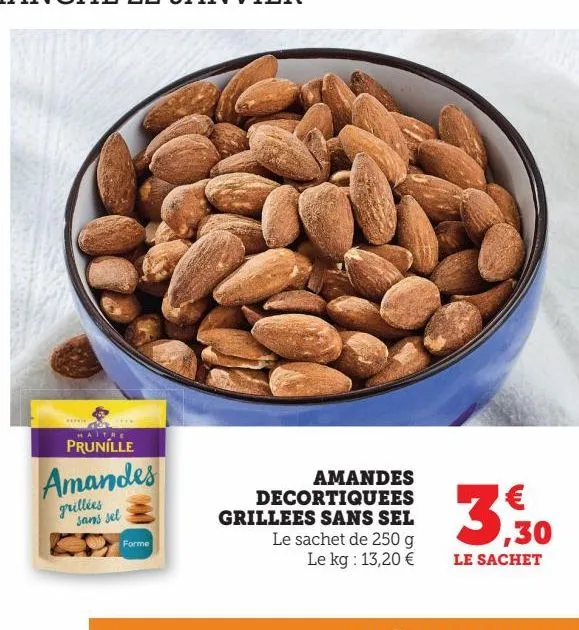 amandes decortiquees grilles sans sel