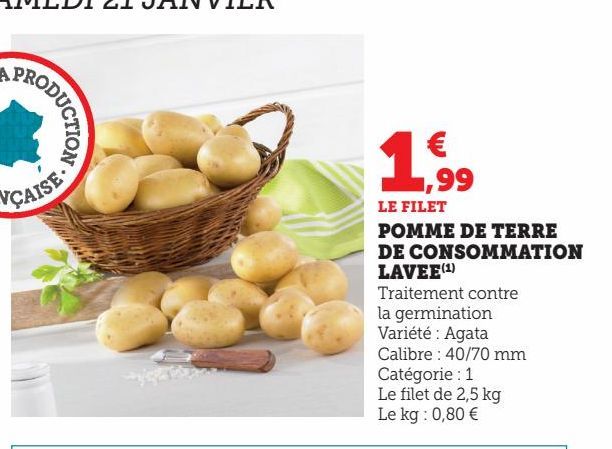pommes de terre de consommation lavee