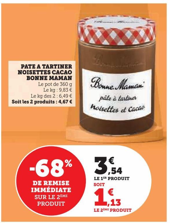 PATE A TARTINER NOISETTES CACAO BONNE MAMAN