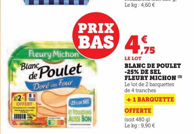 BLANC DE POULET -25% DE SEL FLEURY MICHON