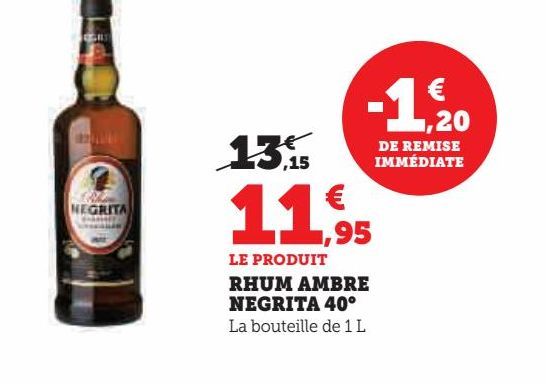 RHUM AMBRE NEGRITA 40°