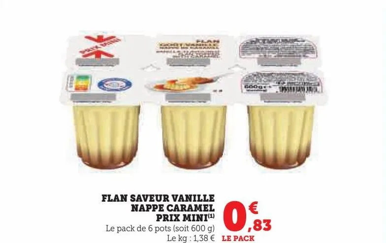flan saveur vanille nappe caramel prix mini