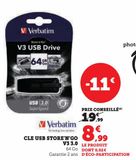 CLE USB STORE'N'GO V3 3.0 offre à 8,99€ sur Hyper U