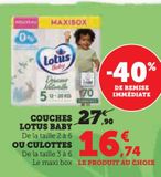 COUCHES LOTUS BABY OU CULOTTES offre à 16,74€ sur Super U